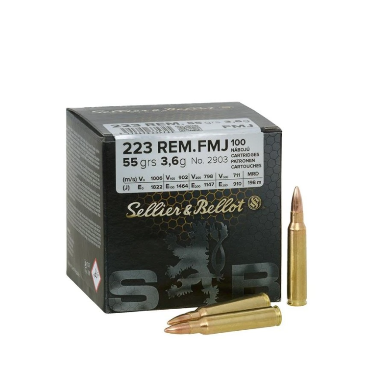 Střelivo S&B .223 Rem (5,56×45 mm) FMJ 55gr – sypané 100 ks Střelivo S&B .223 Rem (5,56×45 mm) FMJ 55gr – sypané 100 ks