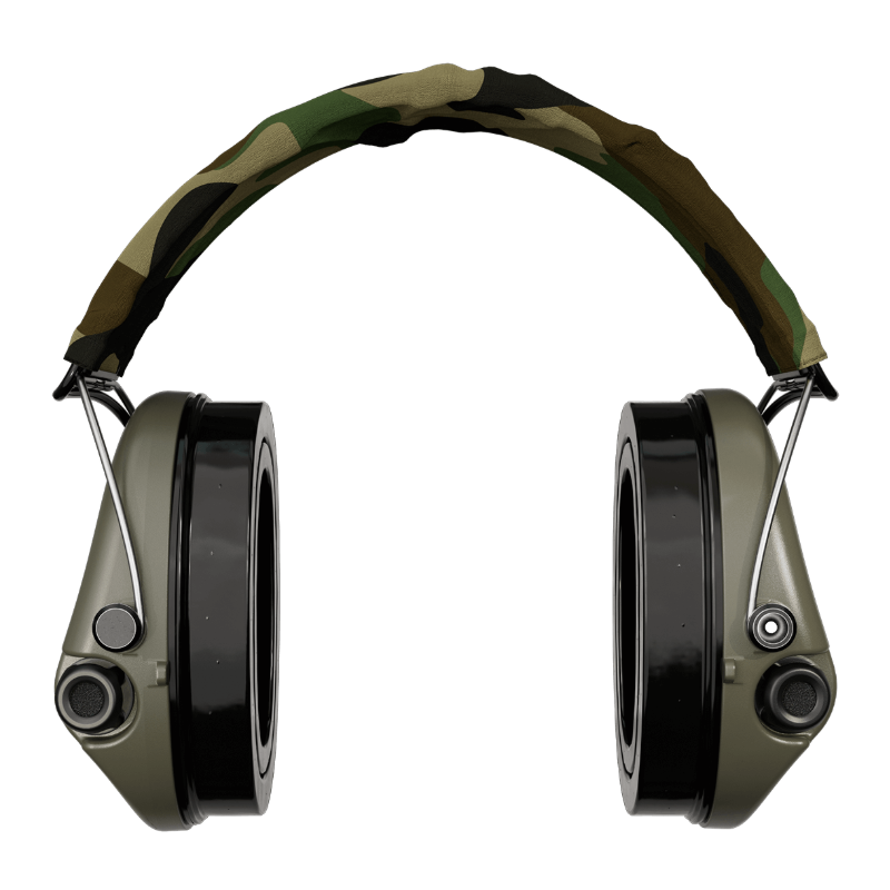 Sordin Supreme Pro-X LED – zelené mušle, camo hlavový most, gelové náušníky