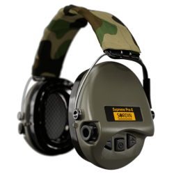 Sordin Supreme Pro-X LED – zelené mušle, camo hlavový most, gelové náušníky