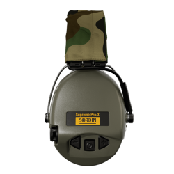 Sordin Supreme Pro-X LED – zelené mušle, camo hlavový most, gelové náušníky