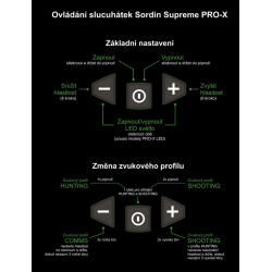 Sordin Supreme Pro-X LED – zelené mušle, camo hlavový most, gelové náušníky