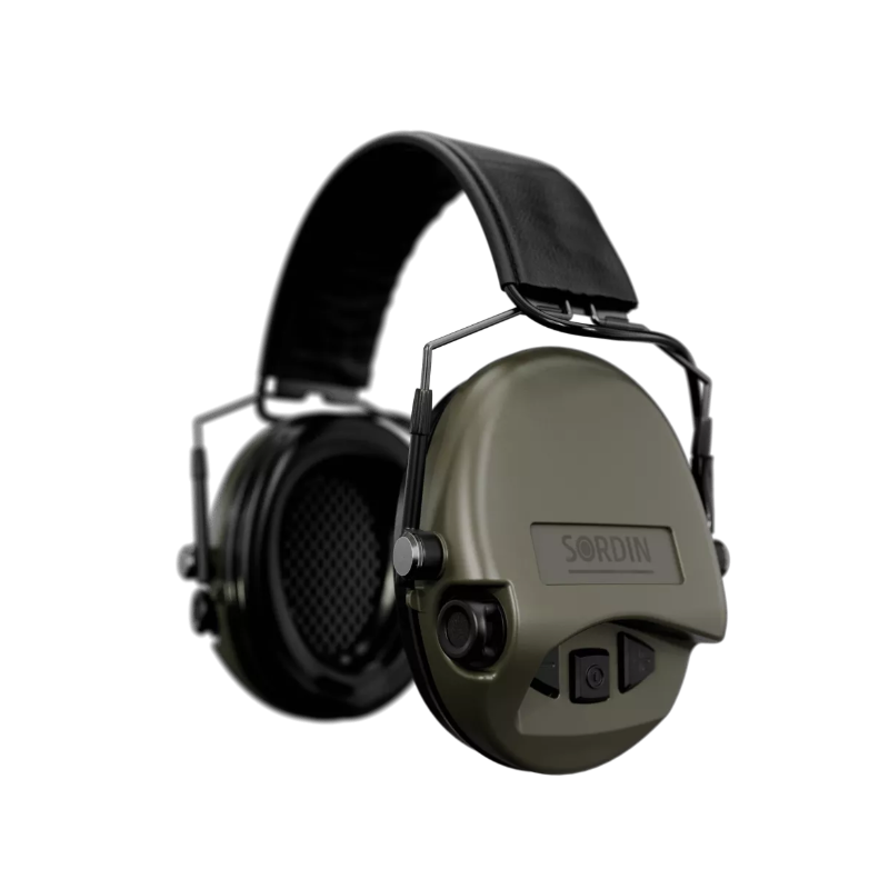 Sordin střelecká sluchátka Supreme MIL AUX - zelené mušle, PVC náušníky