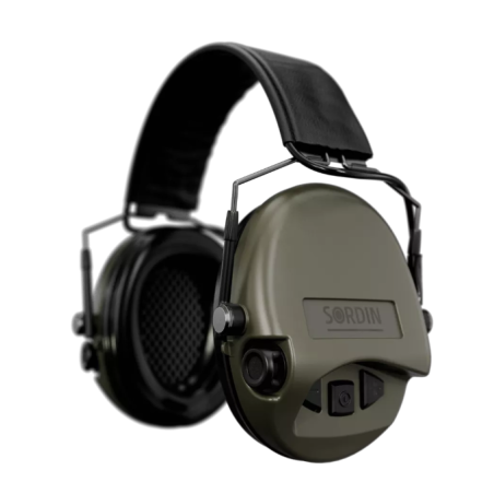 Sordin střelecká sluchátka Supreme MIL AUX - zelené mušle, PVC náušníky