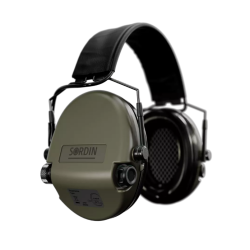 Sordin střelecká sluchátka Supreme MIL AUX - zelené mušle, PVC náušníky