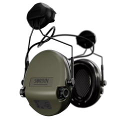 Sordin Supreme MIL AUX – zelené mušle | Aktivní elektronická ochrana sluchu | ARC montáž na helmu
