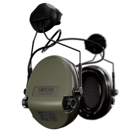 Sordin Supreme MIL AUX – zelené mušle | Aktivní elektronická ochrana sluchu | ARC montáž na helmu