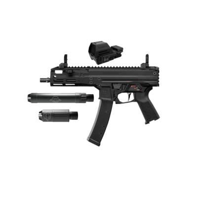 Výhodný set: Karabinový tlumič G.I.S. CSR9 WB Steel TRI-LUG + Kolimátor Falke LE Gen. + Lucansky Arms Stinger 9