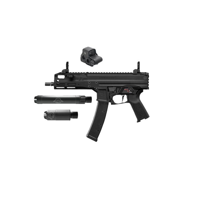 Výhodný set: Lineární kompenzátor G.I.S. HP9 TRI-LUG + EOTech EXPS2-0 + Lucansky Arms Stinger 9