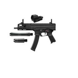 Výhodný set: Lineární kompenzátor G.I.S. HP9 TRI-LUG + Kolimátor Falke LE Gen. + Lucansky Arms Stinger 9+ Lucansky Arms